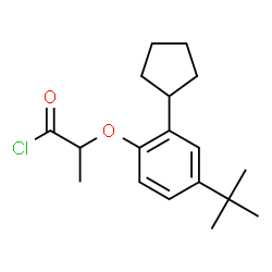 ChemSpider 2D Image | 2-(2-Cyclopentyl-4-(1,1-dimethylethyl)phenoxy)propionyl chloride | C18H25ClO2