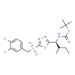 ChemSpider 2D Image | 2-Methyl-2-propanyl [(1S,2S)-1-{5-[(3,4-dichlorobenzyl)sulfonyl]-1,3,4-oxadiazol-2-yl}-2-methylbutyl]carbamate | C19H25Cl2N3O5S