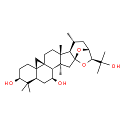 ChemSpider 2D Image | (1R,3S,4S,5S,7R,9S,12R,14S,17R,18R,19R,21R,22S)-22-(2-Hydroxy-2-propanyl)-3,8,8,17,19-pentamethyl-23,24-dioxaheptacyclo[19.2.1.0~1,18~.0~3,17~.0~4,14~.0~7,12~.0~12,14~]tetracosane-5,9-diol | C30H48O5