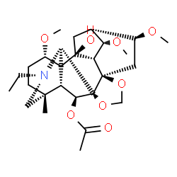 ChemSpider 2D Image | (1S,2S,3S,4S,5R,6S,8R,12R,16R,19S,20R,21S)-14-Ethyl-2-hydroxy-4,6,19-trimethoxy-16-methyl-9,11-dioxa-14-azaheptacyclo[10.7.2.1~2,5~.0~1,13~.0~3,8~.0~8,12~.0~16,20~]docos-21-yl acetate | C27H41NO8