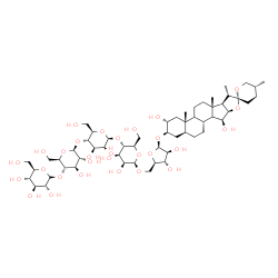 ChemSpider 2D Image | (2alpha,3beta,5alpha,9xi,14xi,15beta,25R)-2,15-Dihydroxyspirostan-3-yl alpha-D-glucopyranosyl-(1->4)-beta-D-glucopyranosyl-(1->4)-beta-D-mannopyranosyl-(1->4)-beta-D-mannopyranosyl-(1->5)-beta-D-arabi
nofuranoside | C56H92O29