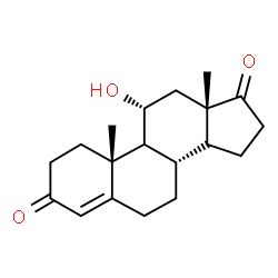ChemSpider 2D Image | (9xi,11alpha,14xi)-11-Hydroxyandrost-4-ene-3,17-dione | C19H26O3
