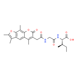 ChemSpider 2D Image | N-[(2,3,5,9-Tetramethyl-7-oxo-7H-furo[3,2-g]chromen-6-yl)acetyl]glycyl-L-alloisoleucine | C25H30N2O7
