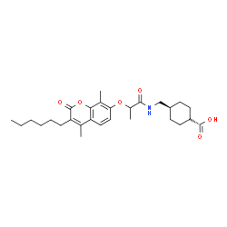 ChemSpider 2D Image | cis-4-[({2-[(3-Hexyl-4,8-dimethyl-2-oxo-2H-chromen-7-yl)oxy]propanoyl}amino)methyl]cyclohexanecarboxylic acid | C28H39NO6