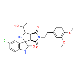 ChemSpider 2D Image | (3a'S,6a'R)-5-Chloro-5'-[2-(3,4-dimethoxyphenyl)ethyl]-3'-(1-hydroxyethyl)-3a',6a'-dihydro-2'H-spiro[indole-3,1'-pyrrolo[3,4-c]pyrrole]-2,4',6'(1H,3'H,5'H)-trione | C25H26ClN3O6