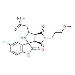 ChemSpider 2D Image | 2-[(3a'S,6a'R)-5-Chloro-5'-(3-methoxypropyl)-2,4',6'-trioxo-1,2,3',3a',4',5',6',6a'-octahydro-2'H-spiro[indole-3,1'-pyrrolo[3,4-c]pyrrol]-3'-yl]acetamide | C19H21ClN4O5