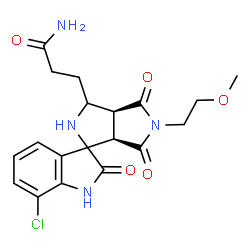 ChemSpider 2D Image | 3-[(3a'S,6a'R)-7-Chloro-5'-(2-methoxyethyl)-2,4',6'-trioxo-1,2,3',3a',4',5',6',6a'-octahydro-2'H-spiro[indole-3,1'-pyrrolo[3,4-c]pyrrol]-3'-yl]propanamide | C19H21ClN4O5