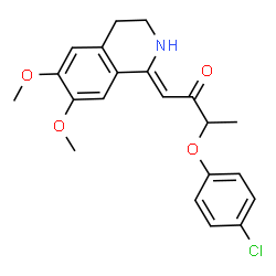 ChemSpider 2D Image | (1Z)-3-(4-Chlorophenoxy)-1-(6,7-dimethoxy-3,4-dihydro-1(2H)-isoquinolinylidene)-2-butanone | C21H22ClNO4
