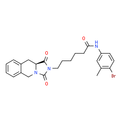 ChemSpider 2D Image | N-(4-Bromo-3-methylphenyl)-6-[(10aS)-1,3-dioxo-1,5,10,10a-tetrahydroimidazo[1,5-b]isoquinolin-2(3H)-yl]hexanamide | C24H26BrN3O3