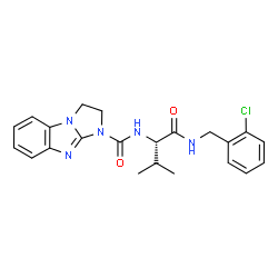 ChemSpider 2D Image | N-{(2S)-1-[(2-Chlorobenzyl)amino]-3-methyl-1-oxo-2-butanyl}-2,3-dihydro-1H-imidazo[1,2-a]benzimidazole-1-carboxamide | C22H24ClN5O2