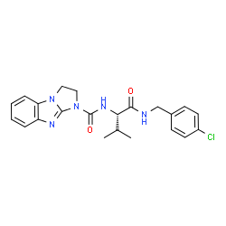 ChemSpider 2D Image | N-{(2S)-1-[(4-Chlorobenzyl)amino]-3-methyl-1-oxo-2-butanyl}-2,3-dihydro-1H-imidazo[1,2-a]benzimidazole-1-carboxamide | C22H24ClN5O2