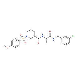 ChemSpider 2D Image | N-{(2S)-1-[(3-Chlorobenzyl)amino]-1-oxo-2-propanyl}-1-[(4-methoxyphenyl)sulfonyl]-3-piperidinecarboxamide | C23H28ClN3O5S