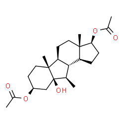 ChemSpider 2D Image | B-Nor-5Î²-androstane-3Î²,5,17Î²-triol, 6Î²-methyl-, 3,17-diacetate | C23H36O5