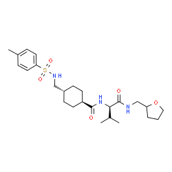 ChemSpider 2D Image | trans-N-{(2R)-3-Methyl-1-oxo-1-[(tetrahydro-2-furanylmethyl)amino]-2-butanyl}-4-({[(4-methylphenyl)sulfonyl]amino}methyl)cyclohexanecarboxamide | C25H39N3O5S