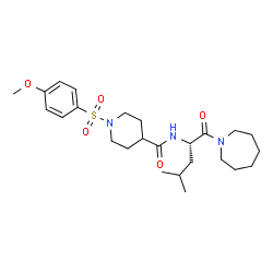 ChemSpider 2D Image | N-[(2S)-1-(1-Azepanyl)-4-methyl-1-oxo-2-pentanyl]-1-[(4-methoxyphenyl)sulfonyl]-4-piperidinecarboxamide | C25H39N3O5S