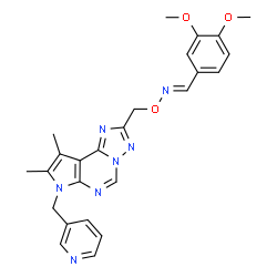 ChemSpider 2D Image | (E)-1-(3,4-Dimethoxyphenyl)-N-{[8,9-dimethyl-7-(3-pyridinylmethyl)-7H-pyrrolo[3,2-e][1,2,4]triazolo[1,5-c]pyrimidin-2-yl]methoxy}methanimine | C25H25N7O3