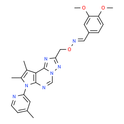 ChemSpider 2D Image | (E)-1-(3,4-Dimethoxyphenyl)-N-{[8,9-dimethyl-7-(4-methyl-2-pyridinyl)-7H-pyrrolo[3,2-e][1,2,4]triazolo[1,5-c]pyrimidin-2-yl]methoxy}methanimine | C25H25N7O3
