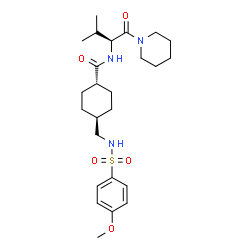 ChemSpider 2D Image | trans-4-({[(4-Methoxyphenyl)sulfonyl]amino}methyl)-N-[(2S)-3-methyl-1-oxo-1-(1-piperidinyl)-2-butanyl]cyclohexanecarboxamide | C25H39N3O5S