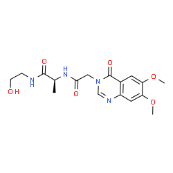 ChemSpider 2D Image | N~2~-[(6,7-Dimethoxy-4-oxo-3(4H)-quinazolinyl)acetyl]-N-(2-hydroxyethyl)-L-alaninamide | C17H22N4O6