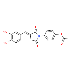 ChemSpider 2D Image | 4-[(3E)-3-(3,4-Dihydroxybenzylidene)-2,5-dioxo-1-pyrrolidinyl]phenyl acetate | C19H15NO6