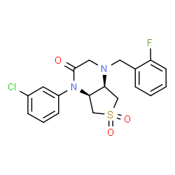 ChemSpider 2D Image | (4aR,7aS)-1-(3-Chlorophenyl)-4-(2-fluorobenzyl)hexahydrothieno[3,4-b]pyrazin-2(1H)-one 6,6-dioxide | C19H18ClFN2O3S