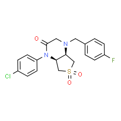 ChemSpider 2D Image | (4aR,7aS)-1-(4-Chlorophenyl)-4-(4-fluorobenzyl)hexahydrothieno[3,4-b]pyrazin-2(1H)-one 6,6-dioxide | C19H18ClFN2O3S