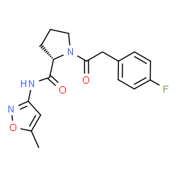 ChemSpider 2D Image | 1-[(4-Fluorophenyl)acetyl]-N-(5-methyl-1,2-oxazol-3-yl)-L-prolinamide | C17H18FN3O3