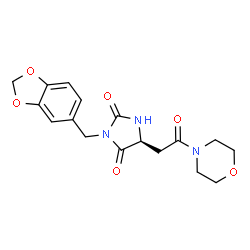 ChemSpider 2D Image | (5S)-3-(1,3-Benzodioxol-5-ylmethyl)-5-[2-(4-morpholinyl)-2-oxoethyl]-2,4-imidazolidinedione | C17H19N3O6