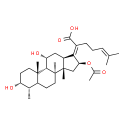 ChemSpider 2D Image | (3alpha,4alpha,8alpha,9beta,11alpha,13alpha,14beta,16beta,17E)-16-Acetoxy-3,11-dihydroxy-4,8,14-trimethyl-18-norcholesta-17,24-dien-21-oic acid | C31H48O6