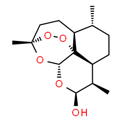 ChemSpider 2D Image | (4S,5R,8S,9R,10S,12R,13S)-1,5,9-Trimethyl-11,14,15,16-tetraoxatetracyclo[10.3.1.0~4,13~.0~8,13~]hexadecan-10-ol | C15H24O5