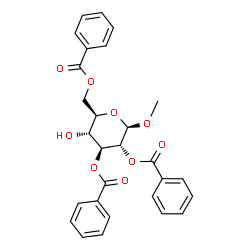 ChemSpider 2D Image | Methyl 2,3,6-tri-O-benzoyl-beta-D-glucopyranoside | C28H26O9