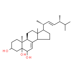 ChemSpider 2D Image | (10alpha,13xi,14xi,17xi,22E)-Ergosta-7,22-diene-3,5,6-triol | C28H46O3