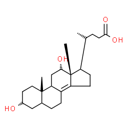 ChemSpider 2D Image | (3beta,5alpha,9beta,10alpha,12beta,17alpha,20S)-3,12-Dihydroxychol-8(14)-en-24-oic acid | C24H38O4