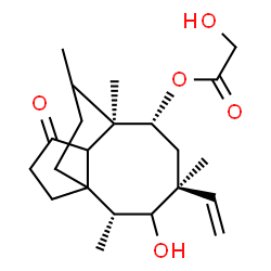 ChemSpider 2D Image | (2R,4S,6R,7R)-3-Hydroxy-2,4,7,14-tetramethyl-9-oxo-4-vinyltricyclo[5.4.3.0~1,8~]tetradec-6-yl glycolate | C22H34O5