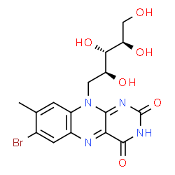 ChemSpider 2D Image | 1-(7-Bromo-8-methyl-2,4-dioxo-3,4-dihydrobenzo[g]pteridin-10(2H)-yl)-1-deoxy-D-ribitol | C16H17BrN4O6