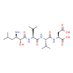 ChemSpider 2D Image | N-[(2R,3R)-3-Amino-2-hydroxy-5-methylhexanoyl]-L-valyl-L-valyl-L-aspartic acid | C21H38N4O8