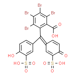 ChemSpider 2D Image | 2,3,4,5-Tetrabromo-6-[(E)-(4-hydroxy-3-sulfophenyl)(4-oxo-3-sulfo-2,5-cyclohexadien-1-ylidene)methyl]benzoic acid | C20H10Br4O10S2