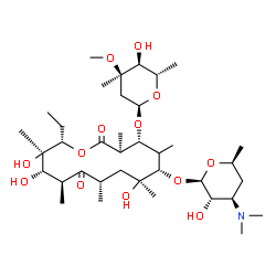 ChemSpider 2D Image | (3S,4R,6S,7S,9S,11S,12S,13R,14S)-6-{[(2R,3S,4R,6S)-4-(Dimethylamino)-3-hydroxy-6-methyltetrahydro-2H-pyran-2-yl]oxy}-14-ethyl-7,12,13-trihydroxy-4-{[(2R,4R,5S,6S)-5-hydroxy-4-methoxy-4,6-dimethyltetra
hydro-2H-pyran-2-yl]oxy}-3,5,7,9,11,13-hexamethyloxacyclotetradecane-2,10-dione | C37H67NO13