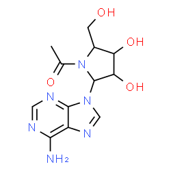 ChemSpider 2D Image | 1-[2-(6-Amino-9H-purin-9-yl)-3,4-dihydroxy-5-(hydroxymethyl)-1-pyrrolidinyl]ethanone | C12H16N6O4