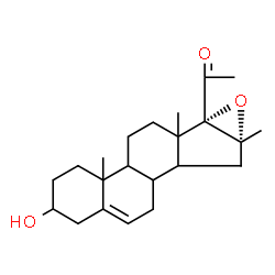 ChemSpider 2D Image | (8xi,9xi,10xi,13xi,14xi,16alpha)-3-Hydroxy-16-methyl-16,17-epoxypregn-5-en-20-one | C22H32O3