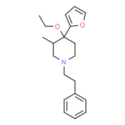 ChemSpider 2D Image | 4-Ethoxy-4-(2-furyl)-3-methyl-1-(2-phenylethyl)piperidine | C20H27NO2