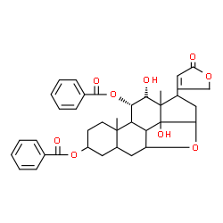 ChemSpider 2D Image | (11alpha,12beta)-3,11-Bis(benzoyloxy)-12,14-dihydroxy-7,15-epoxycard-20(22)-enolide | C37H40O9
