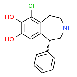 ChemSpider 2D Image | (1R)-6-Chloro-1-phenyl-2,3,4,5-tetrahydro-1H-3-benzazepine-7,8-diol | C16H16ClNO2