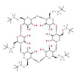 ChemSpider 2D Image | (1S,3R,5R,6S,8R,10R,11S,13R,15R,16S,18R,20R,21S,23R,25R,26S,28R,30R,31R,32R,33R,34R,35R,36R,37R,38R,39R,40R,41R,42R)-5,10,15,20,25,30-Hexakis({[dimethyl(2-methyl-2-propanyl)silyl]oxy}methyl)-2,4,7,9,1
2,14,17,19,22,24,27,29-dodecaoxaheptacyclo[26.2.2.2~3,6~.2~8,11~.2~13,16~.2~18,21~.2~23,26~]dotetracontane-31,32,33,34,35,36,37,38,39,40,41,42-dodecol | C72H144O30Si6