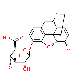 ChemSpider 2D Image | (5alpha,6alpha)-6-Hydroxy-17-methyl-7,8-didehydro-4,5-epoxymorphinan-3-yl beta-D-glucopyranosiduronic acid | C23H27NO9