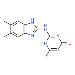 ChemSpider 2D Image | 2-[(5,6-Dimethyl-1H-benzimidazol-2-yl)amino]-6-methyl-4(1H)-pyrimidinone | C14H15N5O