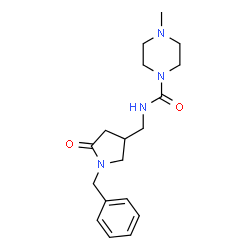 ChemSpider 2D Image | N-[(1-Benzyl-5-oxo-3-pyrrolidinyl)methyl]-4-methyl-1-piperazinecarboxamide | C18H26N4O2