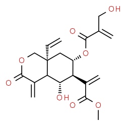 ChemSpider 2D Image | Methyl 2-[(5R,6S,7S,8aR)-5-hydroxy-7-{[2-(hydroxymethyl)acryloyl]oxy}-4-methylene-3-oxo-8a-vinyloctahydro-1H-isochromen-6-yl]acrylate | C20H24O8