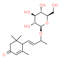 ChemSpider 2D Image | (3E)-4-(2,6,6-Trimethyl-4-oxo-2-cyclohexen-1-yl)-3-buten-2-yl beta-D-glucopyranoside | C19H30O7