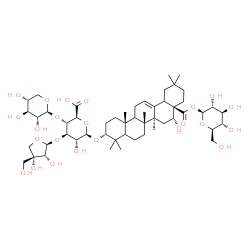 ChemSpider 2D Image | 1-O-[(3alpha,5xi,9xi,16alpha,18xi)-3-({3-O-[(2S,3R,4R)-3,4-Dihydroxy-4-(hydroxymethyl)tetrahydro-2-furanyl]-4-O-(beta-D-xylopyranosyl)-beta-D-glucopyranuronosyl}oxy)-16-hydroxy-28-oxoolean-12-en-28-yl
]-beta-D-glucopyranose | C52H82O23